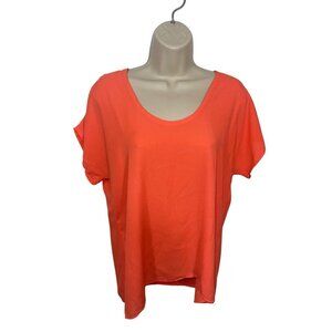 LUSH Women's Size Small Blouse in Neon Orange Hi Low Hem READ DESCRIPTION